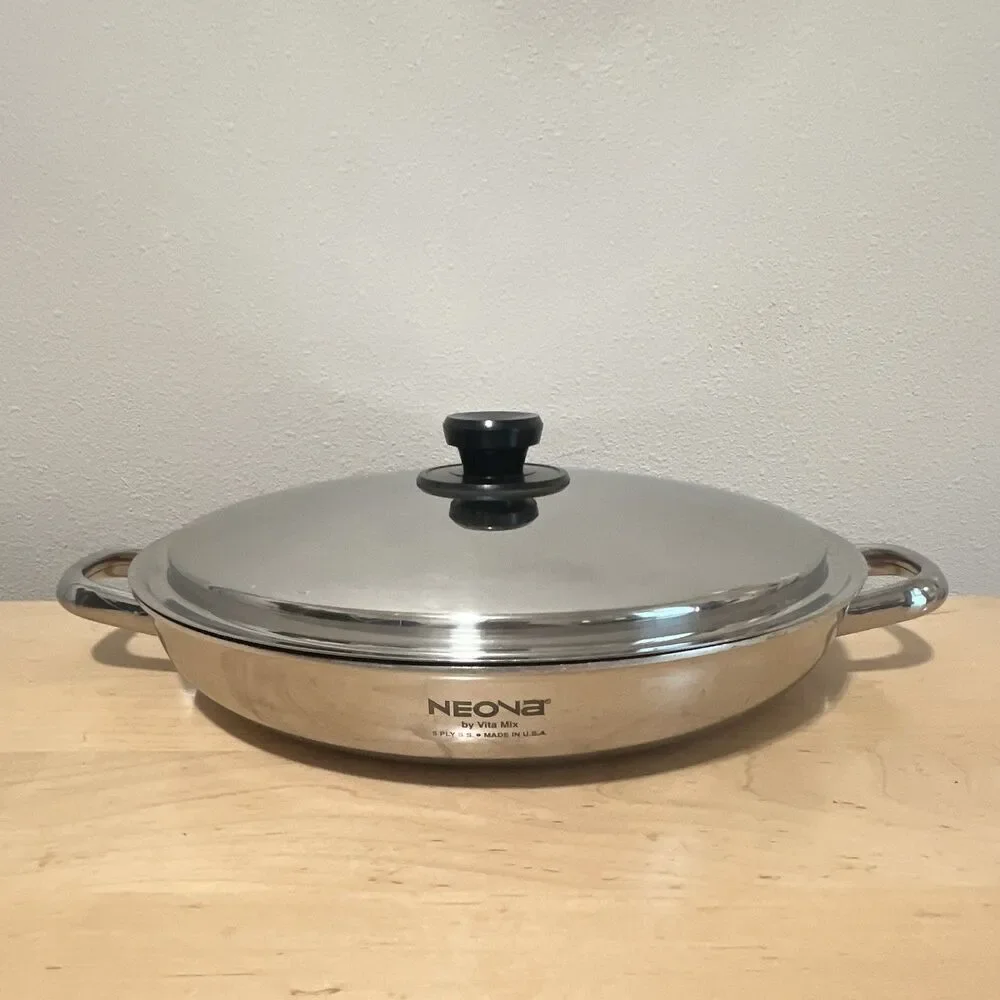 Neova By Vita Mix 5 Ply Stainless Steel Made In USA 13” Chef Pan W Lid